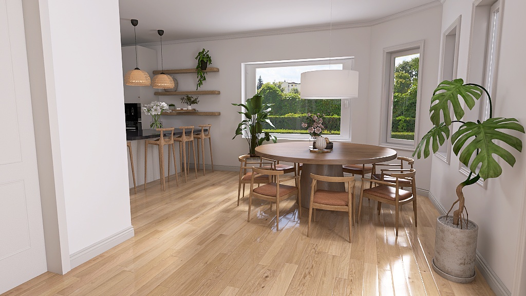 Dining room and kitchen